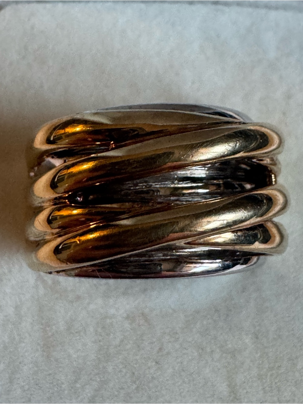 Vintage Twisted Band Ring Stamped 925 CHINA Gold Plated Size 8.5